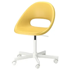 IKEA ELDBERGET ЭЛДБЕРГЕТ / MALSKÄR МАЛЬСКЭР, рабочий стул, жёлтый / белый 694.444.05 фото