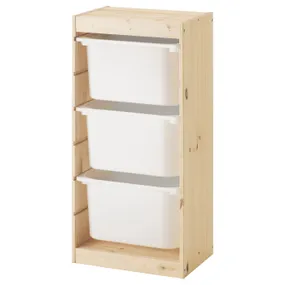 IKEA TROFAST ТРУФАСТ, комбінація для зберіган +контейнери, світла білена сосна/білий, 44x30x91 см 291.030.07 фото