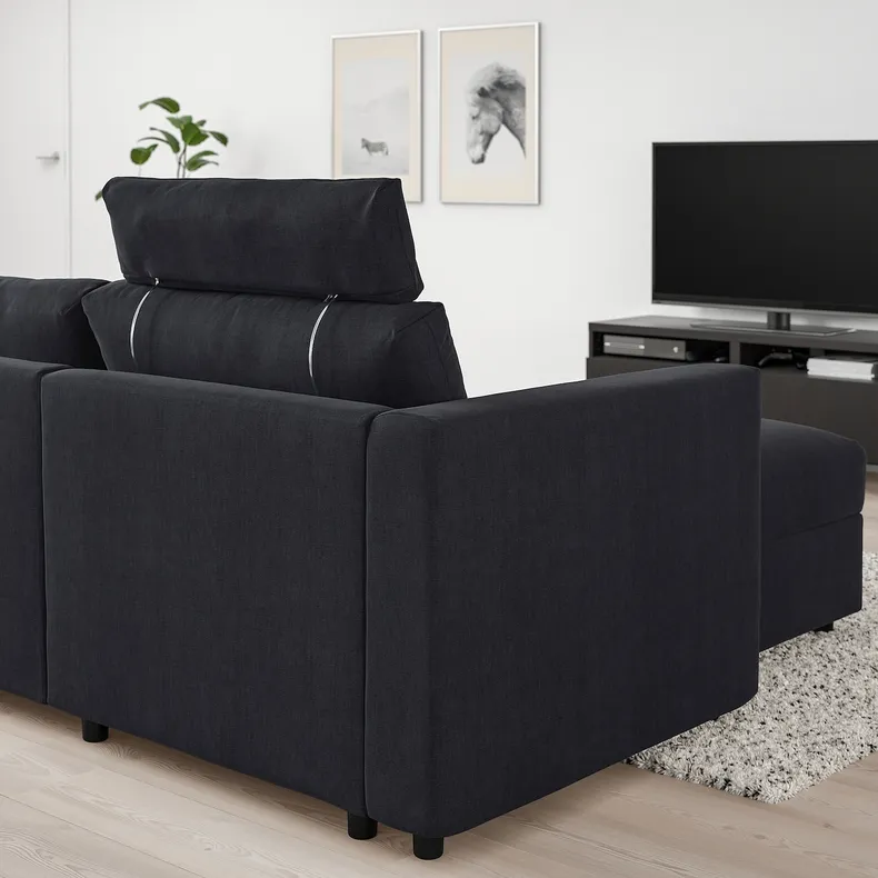 IKEA VIMLE ВИМЛЕ, 3-местный диван с козеткой, с подголовником Саксемара / черно-синий 293.991.36 фото №3