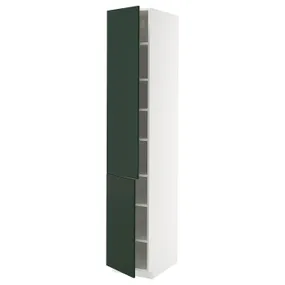 IKEA METOD МЕТОД, высокий шкаф с полками/2 дверцы, белый/Гавсторп темно-зеленый, 40x60x220 см 795.567.65 фото