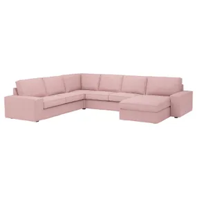 IKEA KIVIK КИВИК, угловой 5-местный диван с козеткой, Окрашенный в светло-розовый цвет 994.847.15 фото