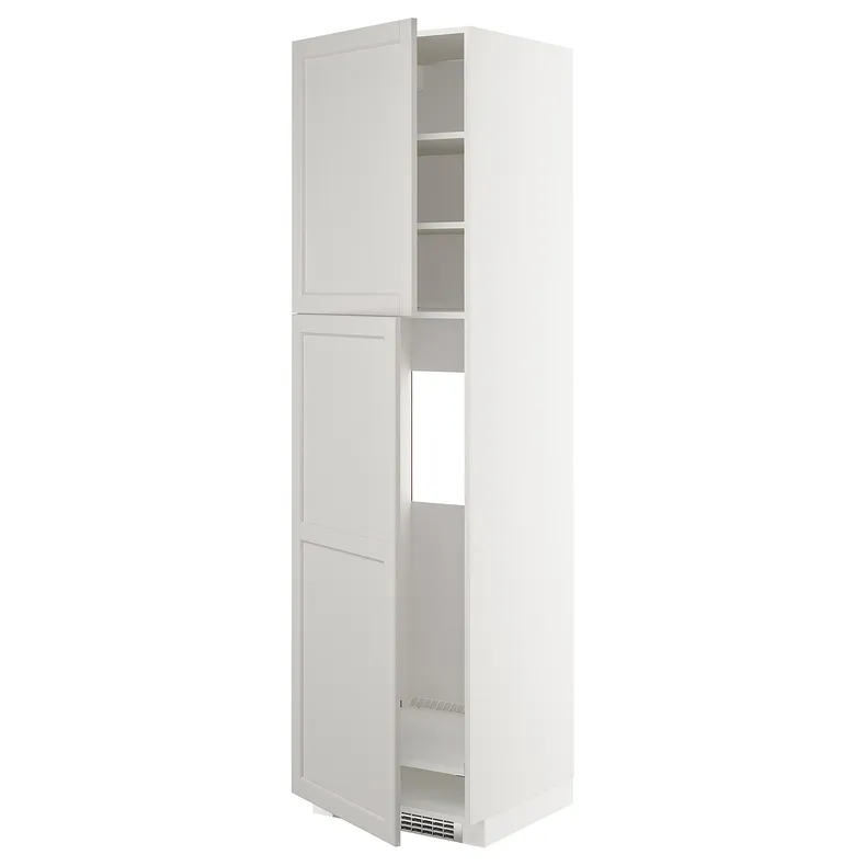 IKEA METOD МЕТОД, высокий шкаф д / холодильника / 2дверцы, белый / светло-серый, 60x60x220 см 694.594.68 фото №1