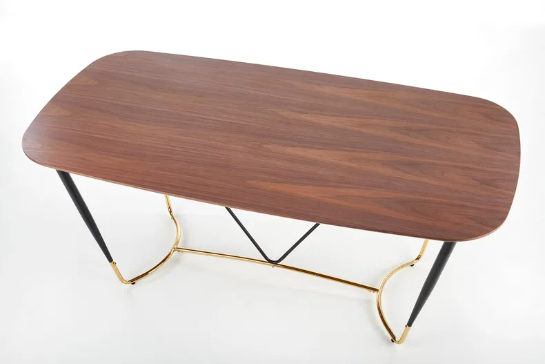 Кухонний стіл HALMAR MANCHESTER 180x90 см, стільниця - горіх, ніжки - чорний / золото фото №9