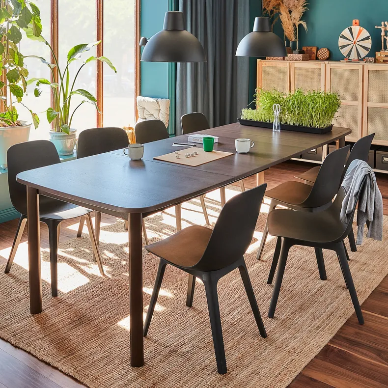 IKEA STRANDTORP СТРАНДТОРП / ODGER ОДГЕР, стол и 8 стульев, коричневый / антрацит, 150 / 205 / 260 см 294.829.89 фото №8