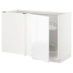 IKEA METOD МЕТОД, кутова підлогов шафа із висувн секц, білий / ВОКСТОРП глянцевий / білий, 128x68 см 194.656.50 фото