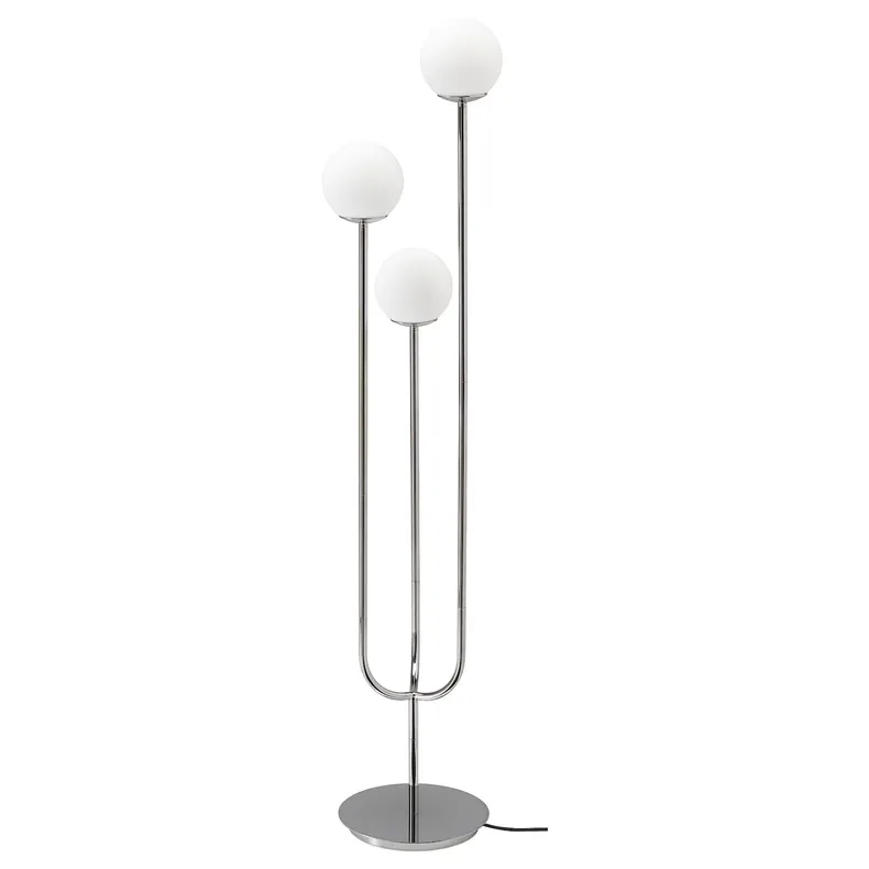 IKEA SIMRISHAMN СИМРИСХАМН, светильник напольный, хром / опаловое белое стекло 104.377.65 фото №1