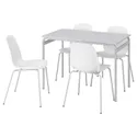 IKEA GRÅSALA ГРОСАЛА / LIDÅS ЛИДОС, стол и 4 стула, серый / белый, 110 см 494.972.73 фото thumb №1