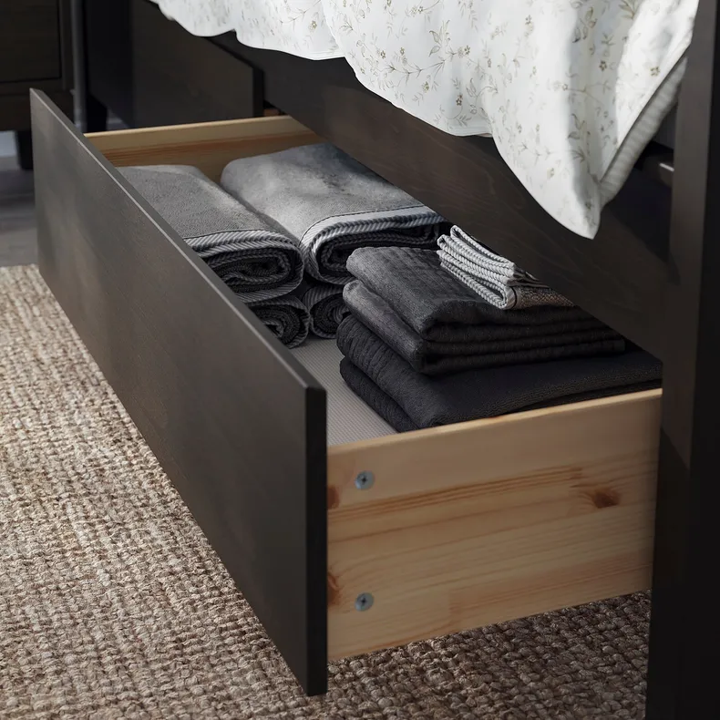 IKEA IDANÄS ИДАНЭС, каркас кровати с ящиками, темно-коричневый / Lindbåden, 160x200 см 994.949.41 фото №8
