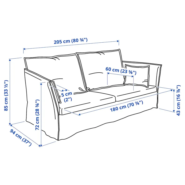 IKEA BACKSÄLEN БАККСЕЛЕН, 3-місний диван, БЛЕКІНГЕ білий фото №8