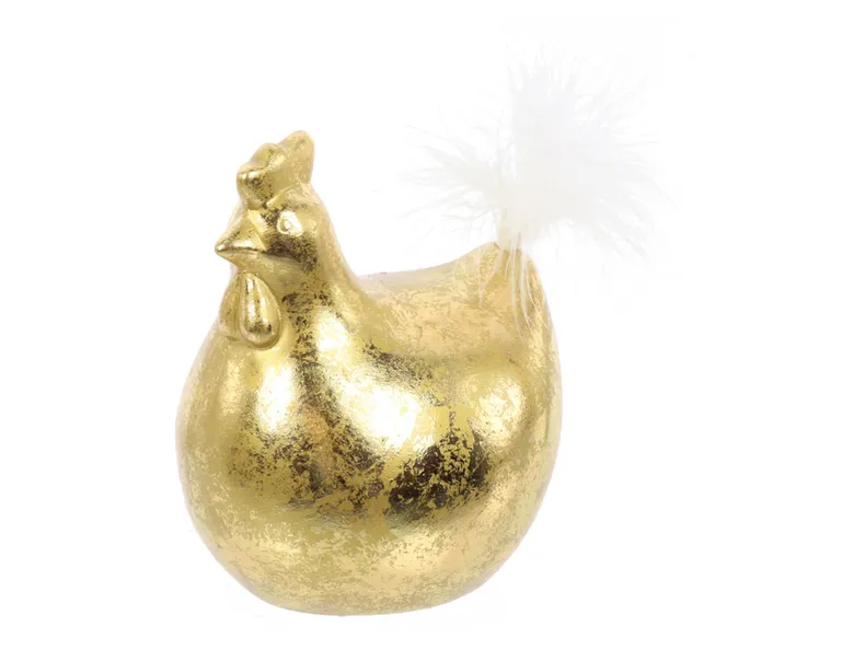 BRW Декоративна фігурка BRW Курка з пером, золотий 092500 фото №2