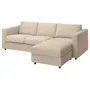 IKEA VIMLE ВІМЛЕ, 3-місний диван із кушеткою, ХАЛЛАРП бежевий 193.991.27 фото