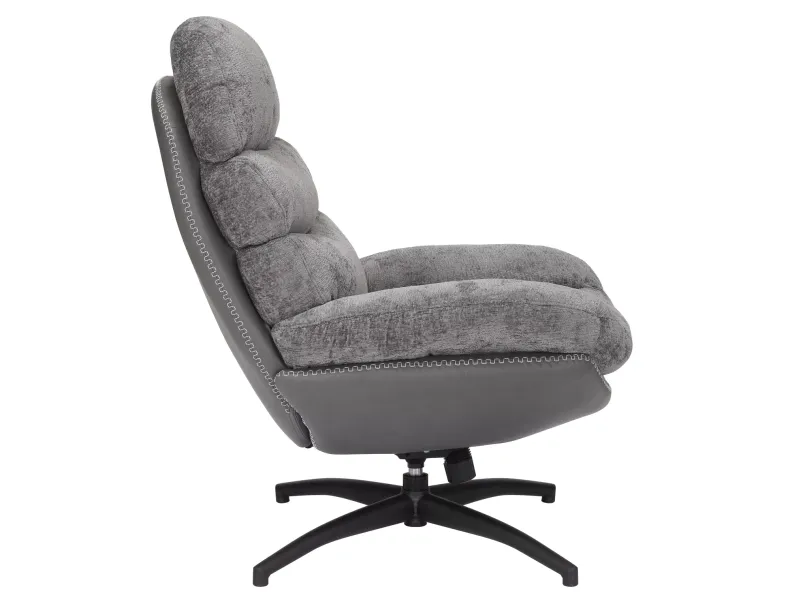 Крісло м'яке поворотне SIGNAL GISELLE, тканина + екошкіра: сірий фото №2