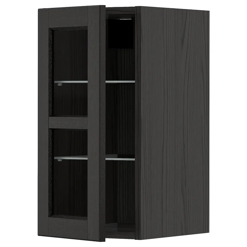 IKEA METOD МЕТОД, навесной шкаф / полки / стеклян дверца, черный / Лерхиттан с черными пятнами, 30x60 см 994.672.97 фото №1