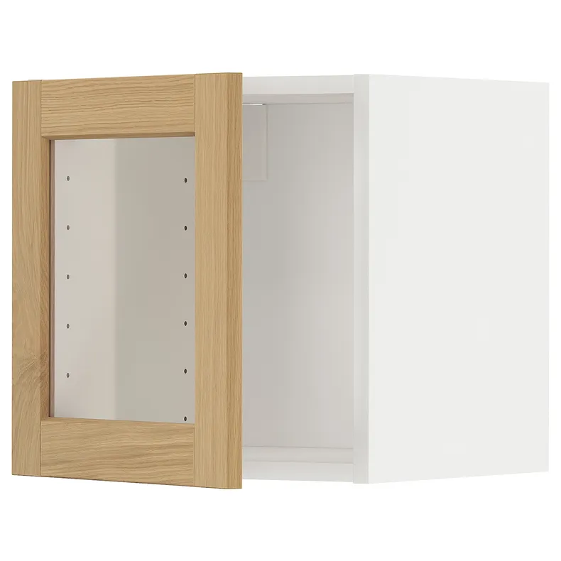IKEA METOD МЕТОД, навесной шкаф со стеклянной дверцей, белый / дуб форсбака, 40x40 см 895.093.49 фото №1