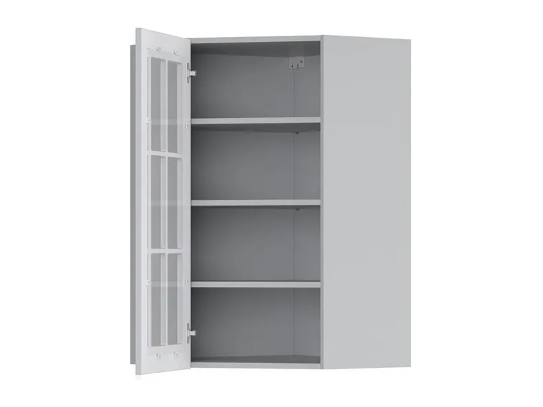 BRW Верхний кухонный шкаф Верди 60 см угловой левый с дисплеем светло-серый матовый, греноловый серый/светло-серый матовый FL_GNWU_60/95_LV-SZG/JSZM фото №3