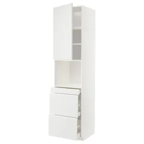 IKEA METOD МЕТОД / MAXIMERA МАКСИМЕРА, высокий шкаф д / СВЧ / дверца / 3ящика, белый / Воксторп матовый белый, 60x60x240 см 294.587.05 фото