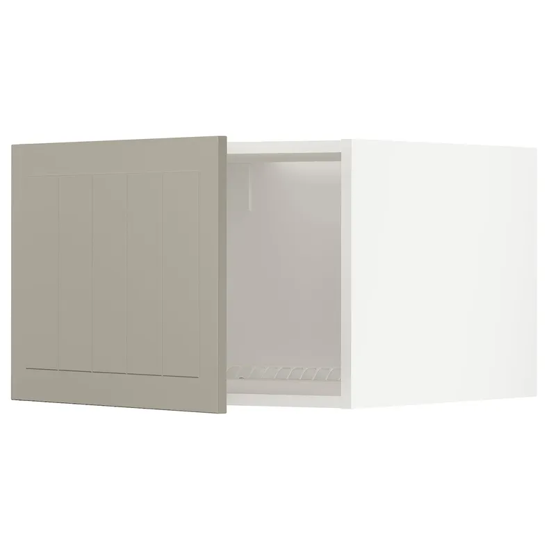 IKEA METOD МЕТОД, верхня шафа для холодильн / мороз кам, білий / стенсундський бежевий, 60x40 см 694.545.93 фото №1