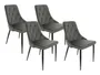 BRW Комплект стульев бархатных 4 шт BRW ALVAR Velvet, серый DUBLIN_GREY_BROWN_15 фото