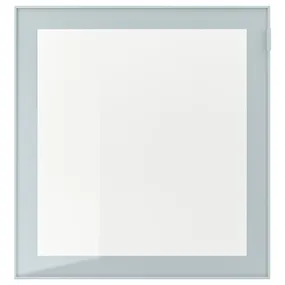 IKEA GLASSVIK ГЛАССВІК, скляні дверцята, світло-сіре / блакитне / прозоре скло, 60x64 см 004.887.79 фото