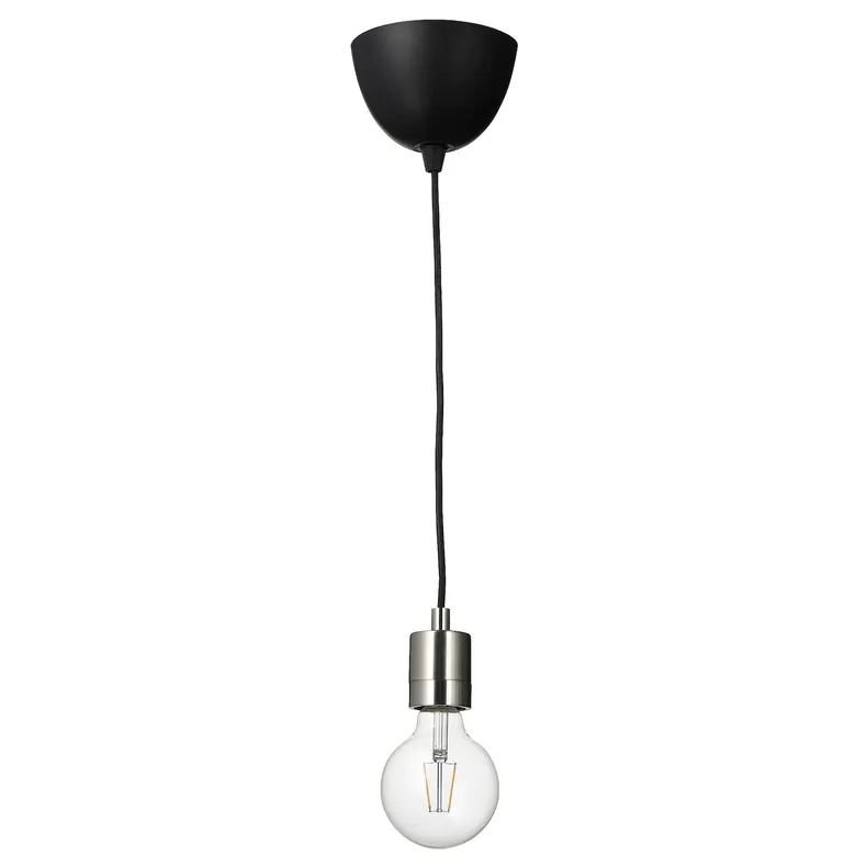 IKEA SKAFTET СКАФТЕТ / LUNNOM ЛУННОМ, подвесной светильник с лампочкой, никелированная / прозрачная сфера 694.944.24 фото №1
