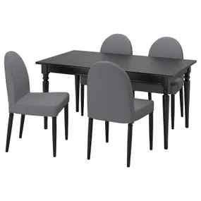 IKEA INGATORP ИНГАТОРП / DANDERYD ДАНДЭРЮД, стол и 4 стула, черный черный / вискозный серый, 155 / 215 см 794.839.67 фото