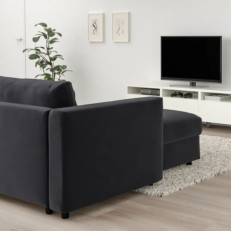 IKEA VIMLE ВІМЛЕ, 3-місний диван із кушеткою, з широкими підлокітниками/Djuparp темно-сірий 594.326.86 фото №2