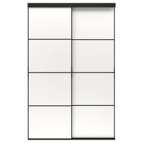 IKEA SKYTTA СКЮТТА / MEHAMN МЕХАМН, дверь раздвижная, комбинация, черный / 2стр белый, 152x240 см 894.995.76 фото