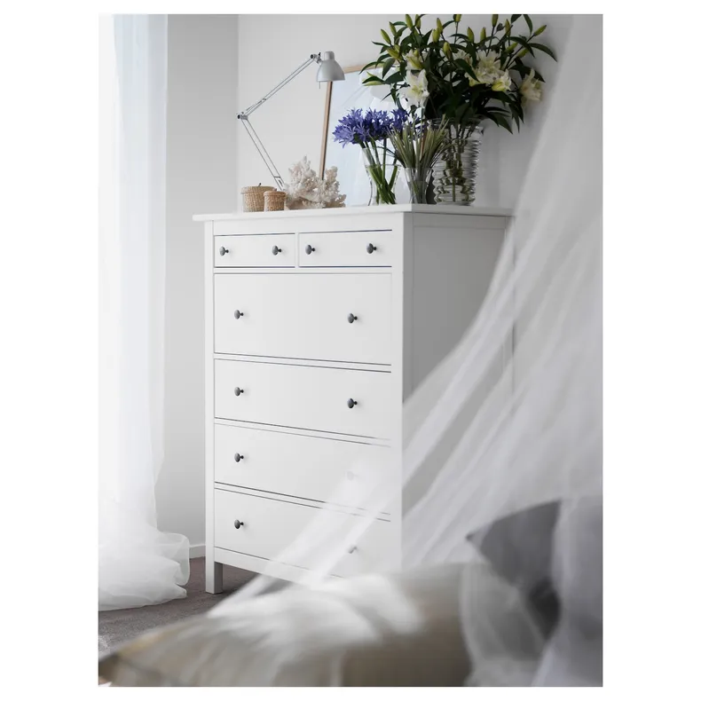 IKEA HEMNES ХЕМНЕС, комод із 6 шухлядами, біла морилка, 108x131 см 602.392.73 фото №2