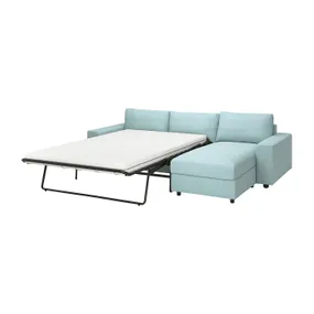 IKEA VIMLE ВИМЛЕ, 3-местный диван-кровать с козеткой, с широкими подлокотниками / Саксемара светло-голубой 095.372.28 фото