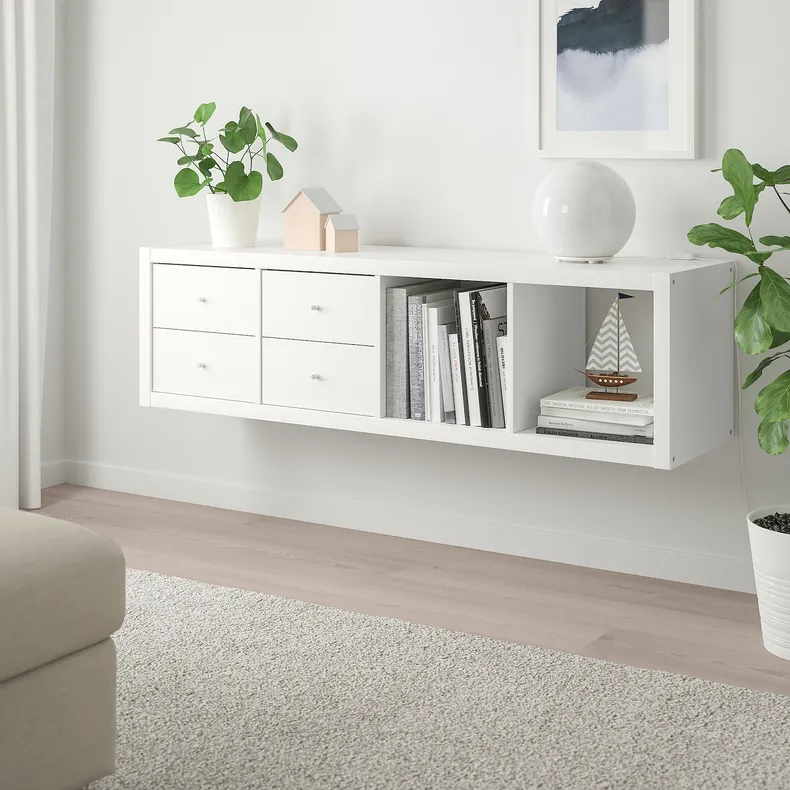 IKEA KALLAX КАЛЛАКС, стелаж із 2 вставками, білий, 42x147 см 792.782.93 фото №2