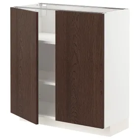 IKEA METOD МЕТОД, підлогова шафа з полицями / 2 дверцят, білий / СІНАРП коричневий, 80x37 см 794.626.77 фото