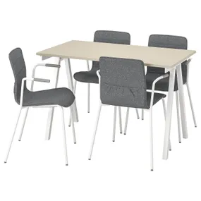 IKEA TROTTEN ТРОТТЕН / LÄKTARE ЛЭКТАРЕ, конференц-стол и стулья, бежевый белый / средний серый, 120x70 см 595.525.51 фото