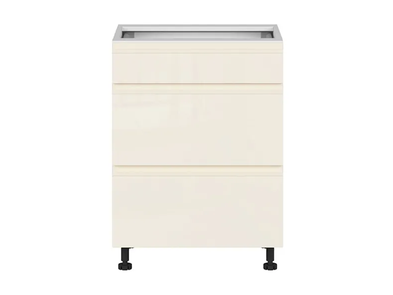 BRW Кухонна шафа 60 см з висувними шухлядами з м'яким закриттям з покриттям магнолія глянець, альпійський білий/магнолія глянець FH_D3S_60/82_2STB/STB-BAL/XRAL0909005 фото №1