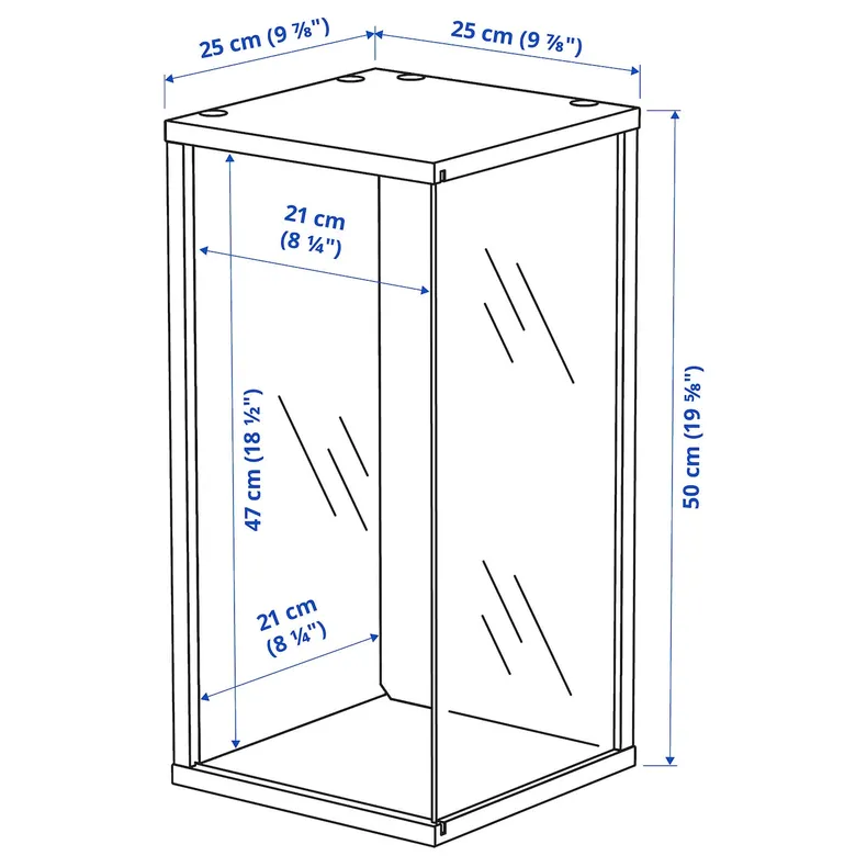 IKEA BRÄNNBOLL БРЭННБОЛЛ, настенный шкаф-витрина, Ярко-синий, 50x25x25 см 105.864.73 фото №7