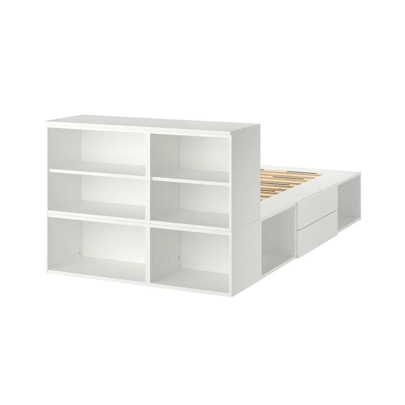 IKEA PLATSA ПЛАТСА, каркас ліжка 2 шухляди, білий / ФОННЕС, 142x244x103 см 993.029.18 фото №3