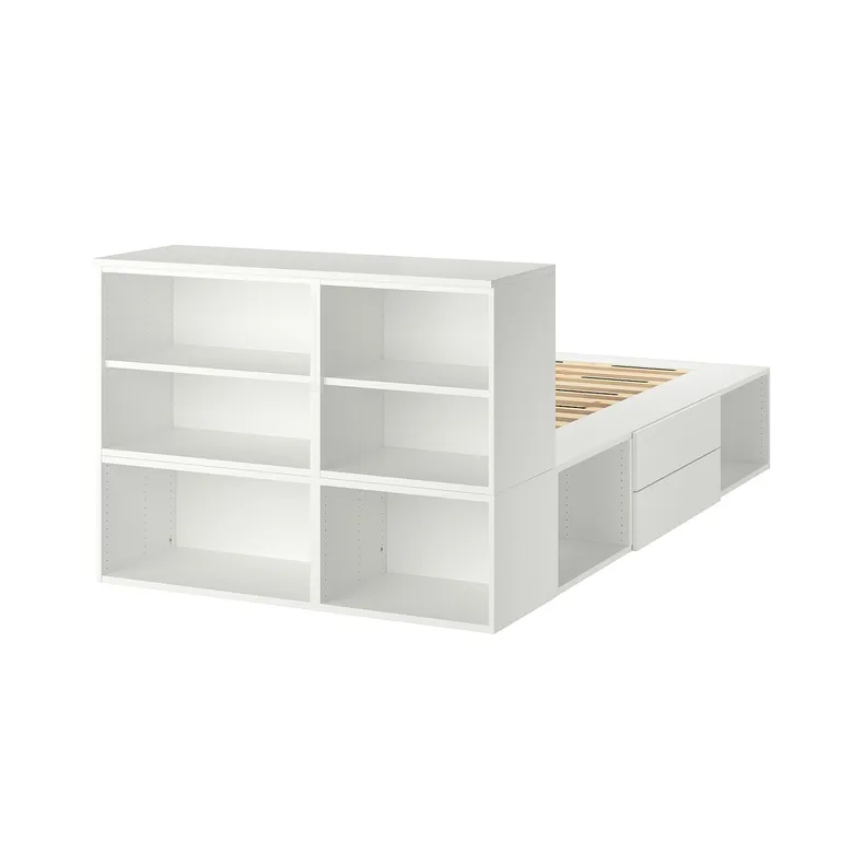 IKEA PLATSA ПЛАТСА, каркас кровати с 2 ящиками, белый / фонны, 142x244x103 см 993.029.18 фото №3