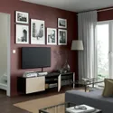 IKEA BESTÅ БЕСТО, тумба для телевізора з дверцятами, чорний / коричневий / Lappviken світло-сірий / бежевий, 180x42x38 см 394.221.79 фото thumb №2
