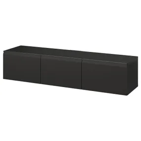 IKEA BESTÅ БЕСТО, тумба под ТВ, с дверцами, черный/коричневый Хаммарсмед/антрацит, 180x42x38 см 995.693.28 фото