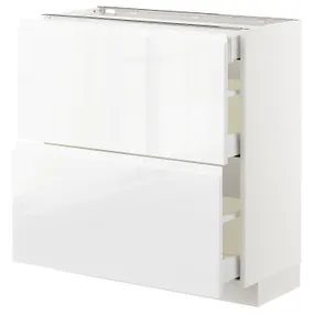 IKEA METOD МЕТОД / MAXIMERA МАКСИМЕРА, напольный шкаф / 2фасада / 3ящика, белый / Воксторп глянцевый / белый, 80x37 см 392.550.57 фото