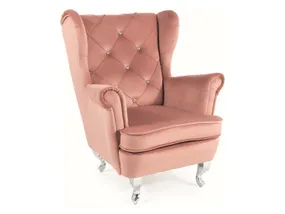 Детское мягкое кресло бархатное SIGNAL LILI Velvet, Bluvel 52 - античный розовый / серебро фото