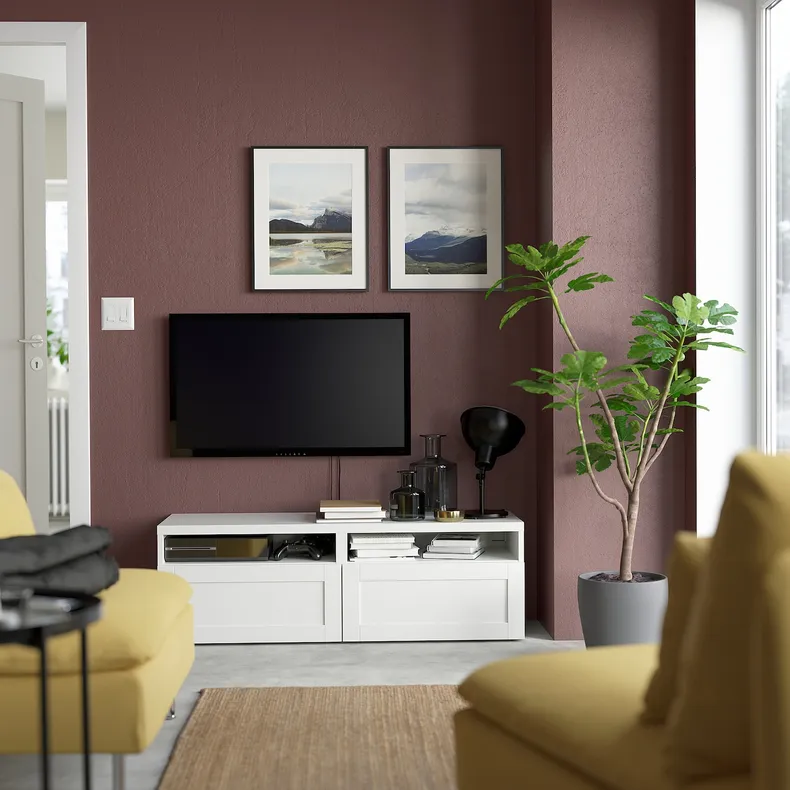 IKEA BESTÅ БЕСТО, тумба для телевізора з шухлядами, білий / ХАНВІКЕН білий, 120x42x39 см 893.243.17 фото №3