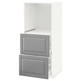 IKEA METOD МЕТОД / MAXIMERA МАКСИМЕРА, высокий шкаф с 2 ящиками д / духовки, белый / бодбинский серый, 60x60x140 см 190.202.39 фото