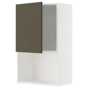 IKEA METOD МЕТОД, шафа навісна для мікрохвильової печ, білий/хавсторп коричневий/бежевий, 60x100 см 595.588.12 фото