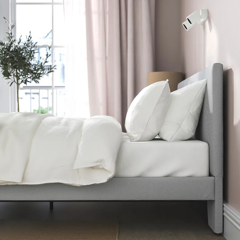 IKEA GLADSTAD ГЛАДСТАД, каркас кровати с обивкой, Кабуса светло-серый, 160x200 см 804.904.53 фото №4