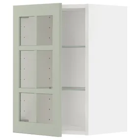 IKEA METOD МЕТОД, навісна шафа,полиці / скляні дверцята, білий / Стенсунд світло-зелений, 40x60 см 494.869.86 фото