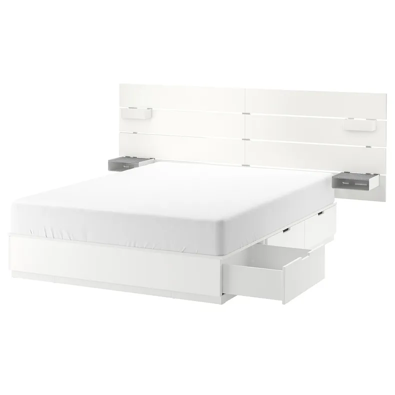 IKEA NORDLI НОРДЛІ, каркас ліж з відділ д / збер й узгол, білий, 160х200 см 692.414.22 фото №1