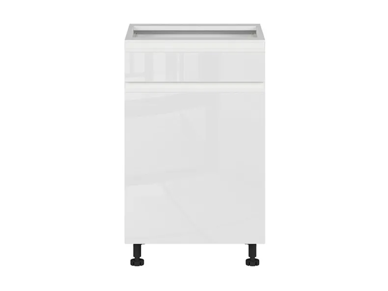 BRW Кухонный цокольный шкаф Sole 50 см правый с выдвижным ящиком белый глянец, альпийский белый/глянцевый белый FH_D1S_50/82_P/SMB-BAL/BIP фото №1