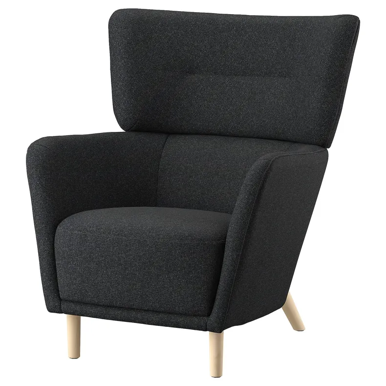 IKEA OSKARSHAMN ОСКАРШАМН, крісло з підголівником, ГУННАРЕД чорно-сірий 005.036.71 фото №1