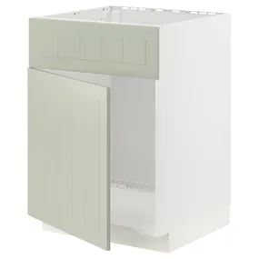 IKEA METOD МЕТОД, шкаф под мойку / дверь / фасад, белый / светло-зеленый, 60x60 см 994.865.40 фото