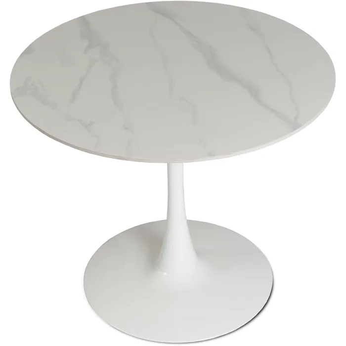 Стол круглый с эффектом мрамора MEBEL ELITE SANDER 90 см, белый фото №7